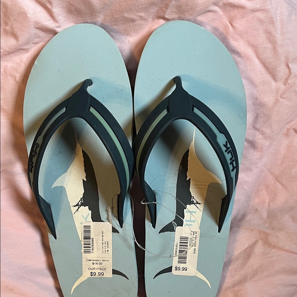 Huk Blue and Black Flip-Flops